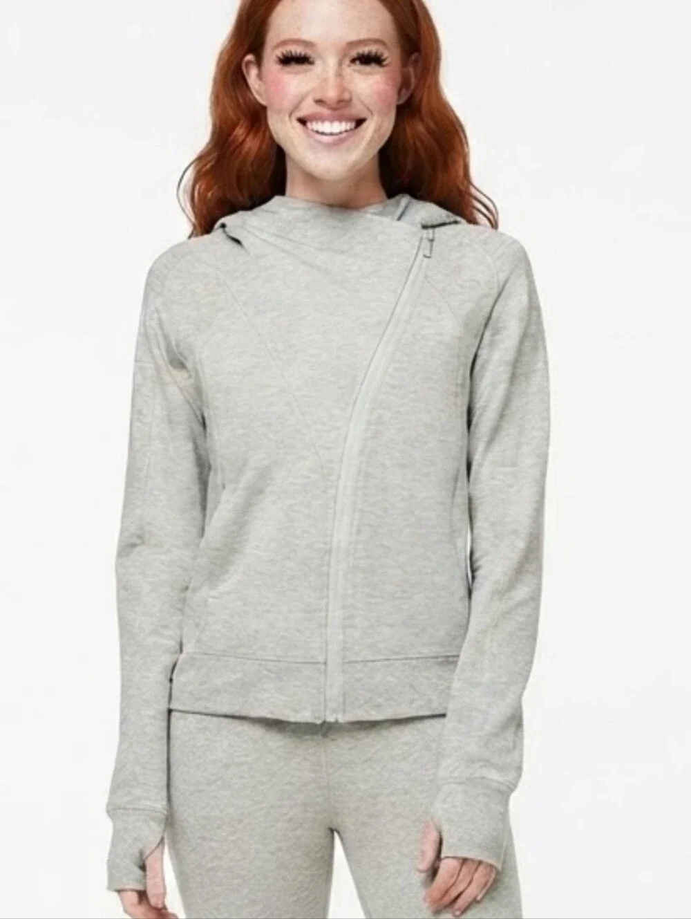 Lululemon Scuba Jacket Size 8 Asymmetrical Coast Hoodie Heathered Gray